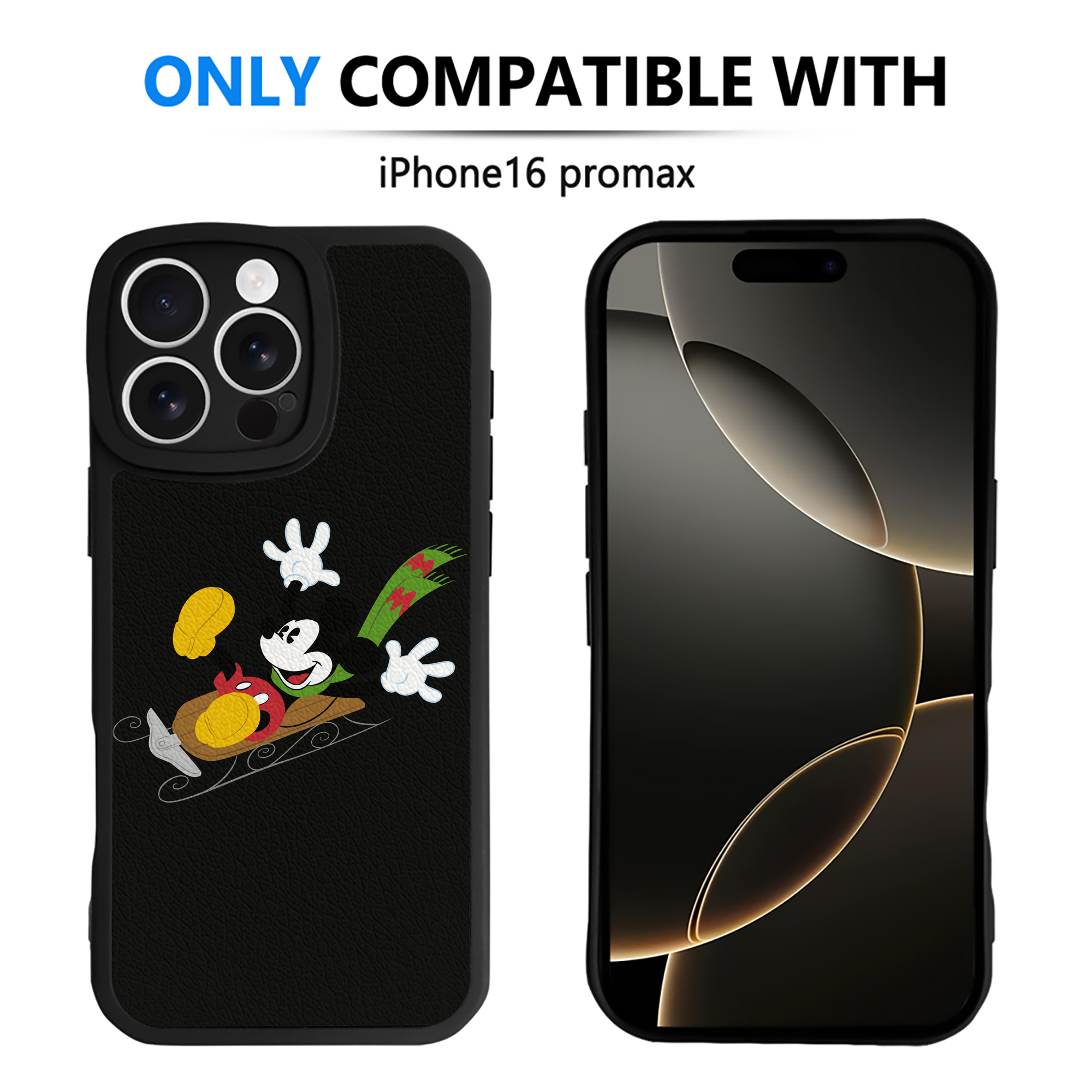 （画像用） ミッキーマウス Mickey Mouse 【iPhone 16シリーズ対応】シリコンスマホケース（レザー調） 材質：シリコン